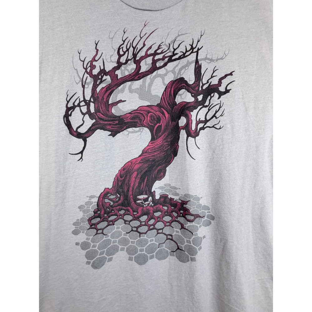 Curbside Clothing Mens 2XL Gray Graphic Tee Gnarled Tree Honeycomb Art T-Shirt